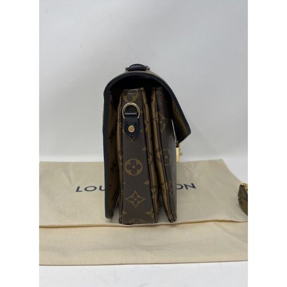 Louis Vuitton Pochette Metis Shoulder Bag Brown Leather Monogram Reverse Coated - Picture 7 of 13